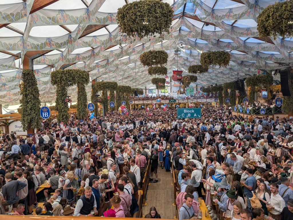 Hofbräu-Festzelt beer tent at oktoberfest munich germany